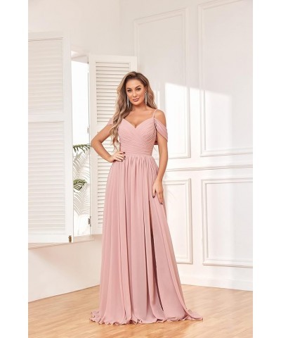 Women's Off Shoulder Bridesmaid Dress with Slit Chiffon Pleated Long Formal Dress Purple $31.89 Dresses