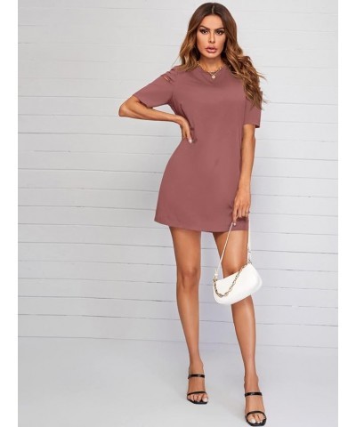 Women's Casual Ripped Short Sleeve T-Shirt Tunic Dress Redwood $13.33 Dresses