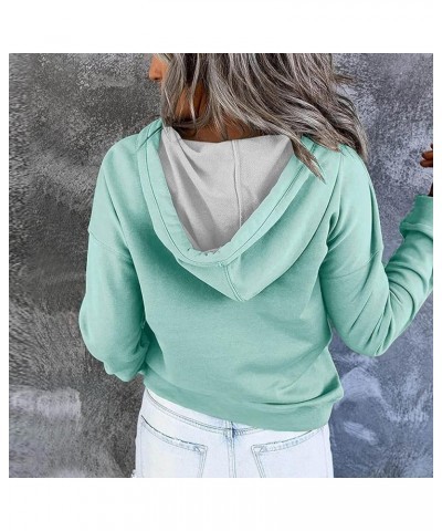 Black Zip Hoodie Women's Fashion Sweatshirt Drawstring Button Pocket Shirt Casual Long Hoodie for Women Zip up Z6-green $7.69...