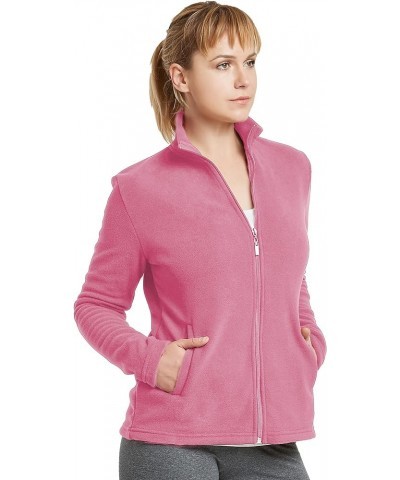 Women's Lightweight Full Zip Soft Polar Fleece Winter Jacket Dusty Rose $11.98 Jackets