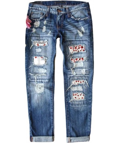 Halloween Jeans for Women G Print Ripped Stretch Cute Jeans Slim Fit Distressed Destroyed Halloween Loose Hh1-blue $23.54 Jeans