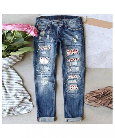 Halloween Jeans for Women G Print Ripped Stretch Cute Jeans Slim Fit Distressed Destroyed Halloween Loose Hh1-blue $23.54 Jeans