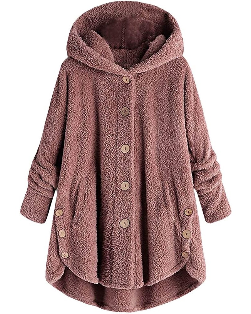 Winter Warm Sherpa Lined Coats Jackets for Women Plus Size Hooded Fleece Cardigan Pockets Button Down Fuzzy Sweater Sherpa Ja...