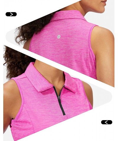 Women's Sleeveless Golf Shirt with Zip Up Tennis Quick Dry Tank Tops Polo Shirts for Women Golf Apparel Clothes Rose Red $12....