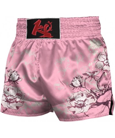 Women Boxing Shorts Muay Thai Trunks Pink Flower Sakura MMA Sport Kick Martial Arts Training Gym Costume Sakura $19.59 Others