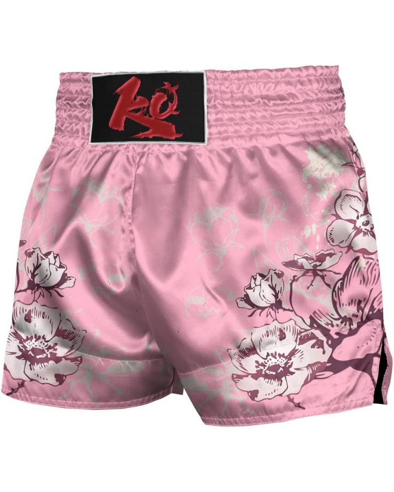 Women Boxing Shorts Muay Thai Trunks Pink Flower Sakura MMA Sport Kick Martial Arts Training Gym Costume Sakura $19.59 Others