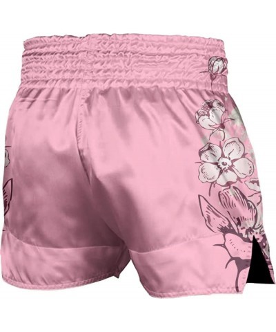 Women Boxing Shorts Muay Thai Trunks Pink Flower Sakura MMA Sport Kick Martial Arts Training Gym Costume Sakura $19.59 Others