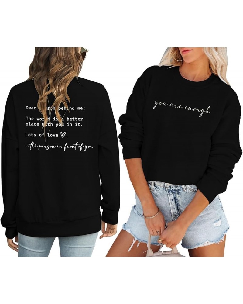 You Are Enough Hoodie for Women Plain Sweatshirts for Women Shirt Long Sleeve Loose Fit Hoodie Inspirational Pullover Top 2-b...