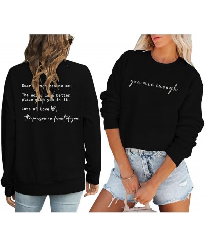 You Are Enough Hoodie for Women Plain Sweatshirts for Women Shirt Long Sleeve Loose Fit Hoodie Inspirational Pullover Top 2-b...