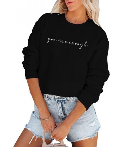 You Are Enough Hoodie for Women Plain Sweatshirts for Women Shirt Long Sleeve Loose Fit Hoodie Inspirational Pullover Top 2-b...