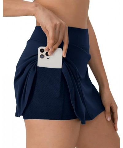 Tennis Skirts for Women with Pockets High Waisted Pleated Mini Athletic Skirts with Shorts for Golf Blue $12.38 Skorts