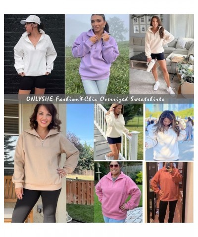 Womens Half Zip Oversized Sweatshirts Casual Quarter Zipper Hoodies Long Sleeve Shirts Pullovers Fleece Outfits A-greyish Gre...