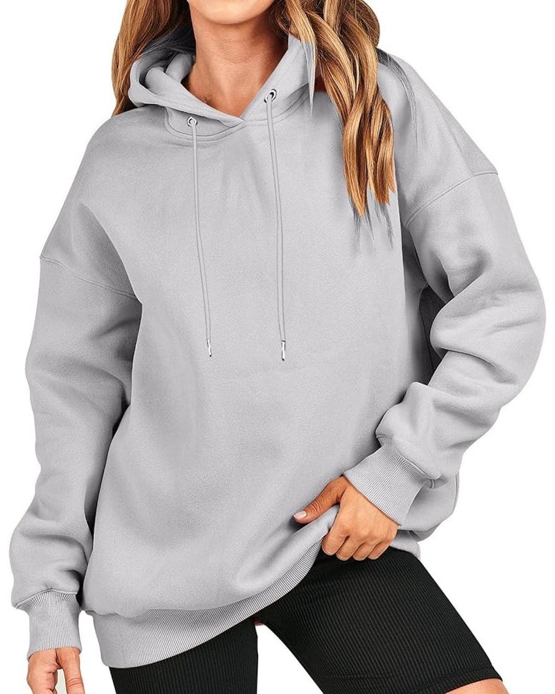 Women Oversized Long Sleeve Hoodies Solid Color Drawstraing Hooded Pullover 2023 Fall Fashion Sweatshirts 02 Gray $8.24 Hoodi...