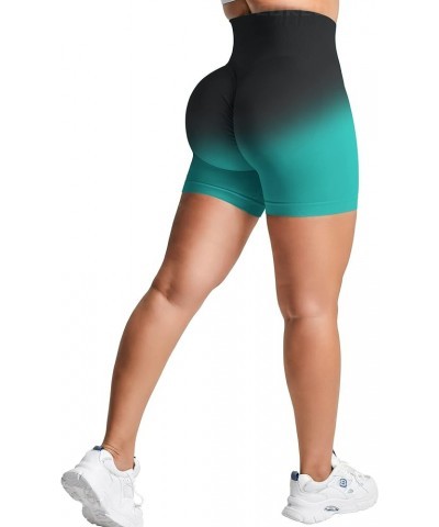 Women Seamless Scrunch Workout Shorts High Waisted Booty Lifting Gym Yoga Shorts 1 Ombre Teal $8.47 Activewear