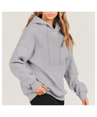 Women Oversized Long Sleeve Hoodies Solid Color Drawstraing Hooded Pullover 2023 Fall Fashion Sweatshirts 02 Gray $8.24 Hoodi...