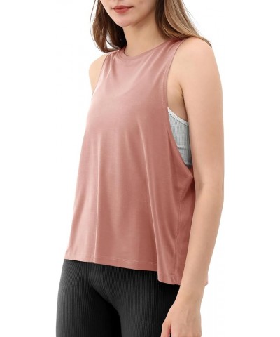 3-Pack Loose Tank Tops for Women Sleeveless Gym Athletic Workout Tops Yoga Shirts Crepe Pink (Long)-1 Pack $13.99 Activewear