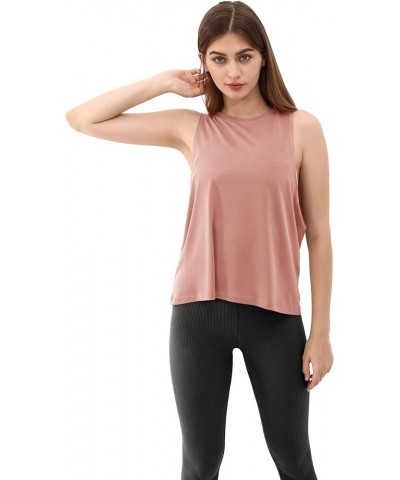 3-Pack Loose Tank Tops for Women Sleeveless Gym Athletic Workout Tops Yoga Shirts Crepe Pink (Long)-1 Pack $13.99 Activewear