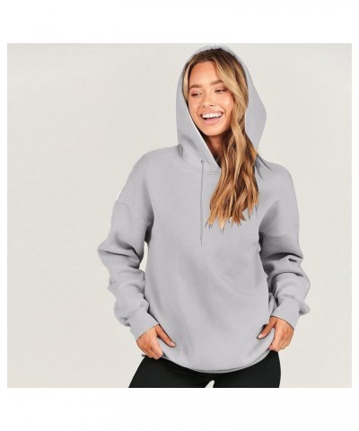 Women Oversized Long Sleeve Hoodies Solid Color Drawstraing Hooded Pullover 2023 Fall Fashion Sweatshirts 02 Gray $8.24 Hoodi...