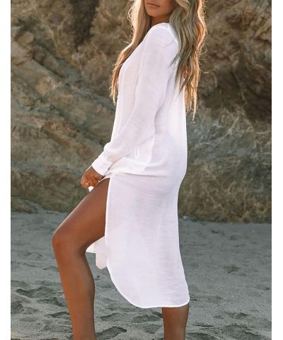 Robe Kaftan Bikini Swimwear Cover Up Casual Long Beach Maxi Dress for Women B-white $16.77 Swimsuits