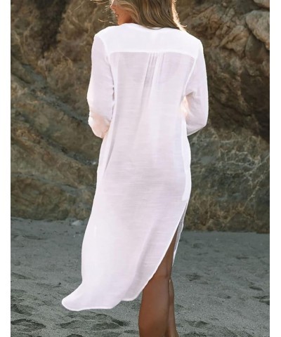 Robe Kaftan Bikini Swimwear Cover Up Casual Long Beach Maxi Dress for Women B-white $16.77 Swimsuits