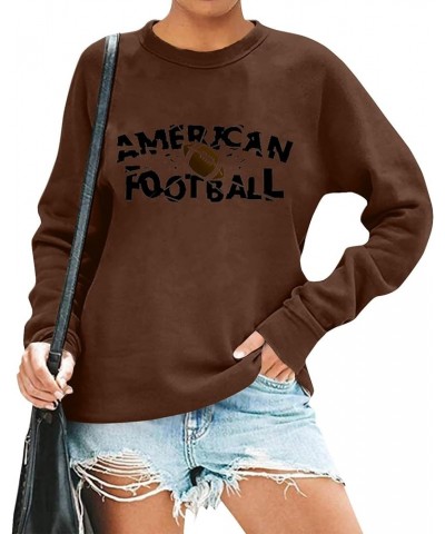 Womens Crewneck Sweatshirt Trendy Printed Long Sleeve Shirts Pullover Fashion Fall Winter Tops Clothes 2023 D Brown $8.21 Hoo...