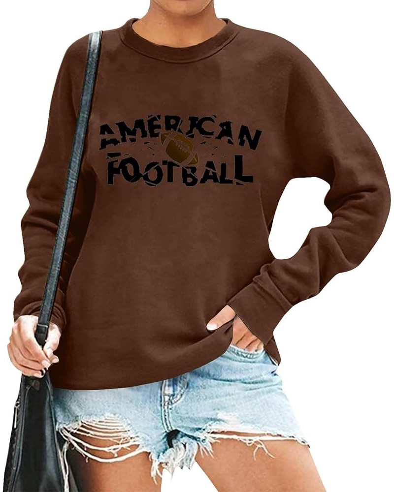 Womens Crewneck Sweatshirt Trendy Printed Long Sleeve Shirts Pullover Fashion Fall Winter Tops Clothes 2023 D Brown $8.21 Hoo...