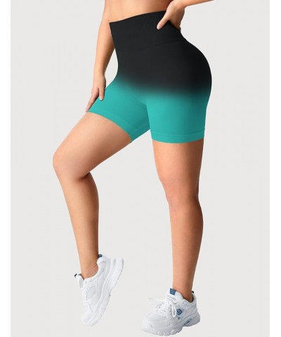 Women Seamless Scrunch Workout Shorts High Waisted Booty Lifting Gym Yoga Shorts 1 Ombre Teal $8.47 Activewear