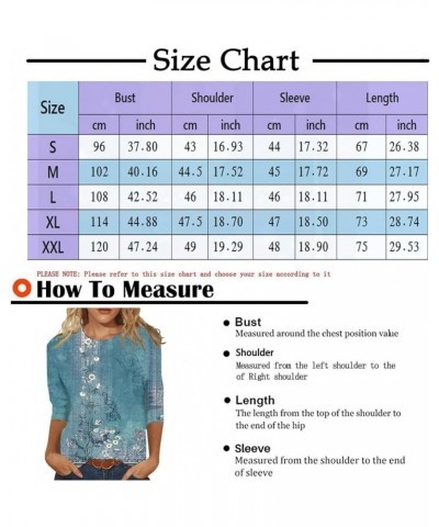 Clothes for Women Women's Casual Fashionleopard Printed Round Neck Three Quarter Sleeve T-Shirt Top 2-blue $9.39 T-Shirts