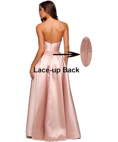 Strapless Long Prom Dresses Satin A-line Backless V-Neck Evening Gown for Women Formal with Pockets Lilac $39.50 Dresses