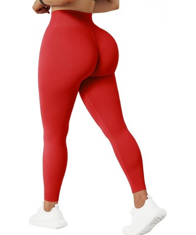 Women Seamless Butt Lifting Leggings High Waisted Tummy Control Workout Yoga Pants Fiery Red $13.72 Activewear