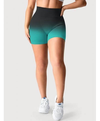 Women Seamless Scrunch Workout Shorts High Waisted Booty Lifting Gym Yoga Shorts 1 Ombre Teal $8.47 Activewear