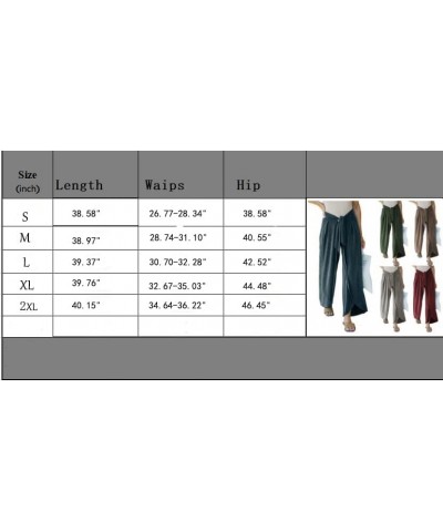 Womens Casual High Waist Palazzo Pants Cotton Loose Boho Split Wide Leg Beach Pants Flowy Belted Trousers Green $14.40 Pants