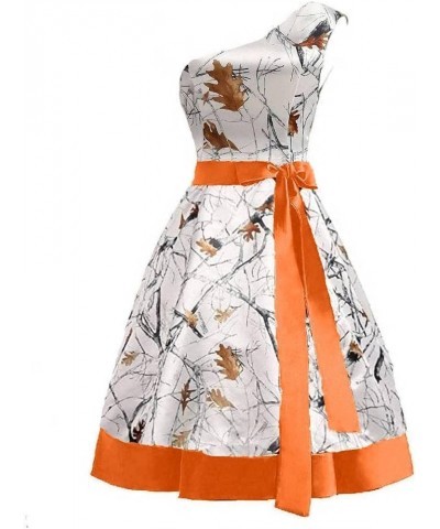 One Shoulder Camo Bridesmaid Dresses Evening Formal Prom Dress Short Snowfall & Orange $35.10 Dresses