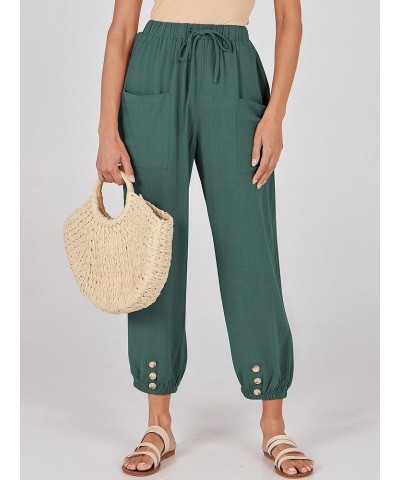 Womens Summer Linen Pants Casual Wide Leg Drawstring Waist Harem Cropped Palazzo Trousers Lake $16.50 Pants