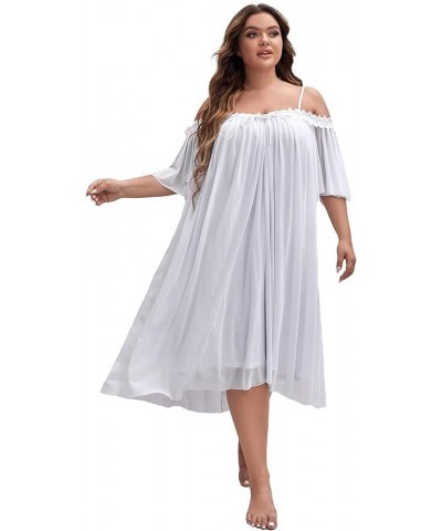 Women's Plus Victorian Nightgown Mesh Sleepwear Pajamas Lounge Nightdress White $10.19 Sleep & Lounge