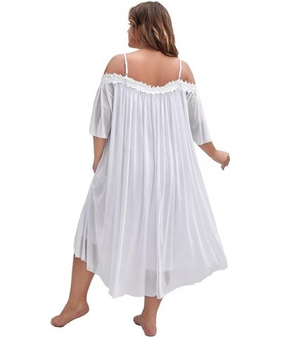 Women's Plus Victorian Nightgown Mesh Sleepwear Pajamas Lounge Nightdress White $10.19 Sleep & Lounge