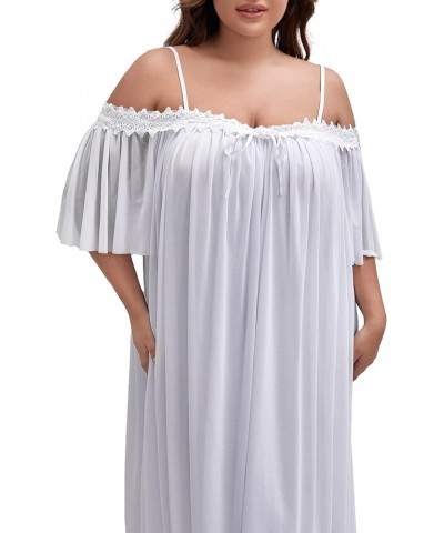 Women's Plus Victorian Nightgown Mesh Sleepwear Pajamas Lounge Nightdress White $10.19 Sleep & Lounge