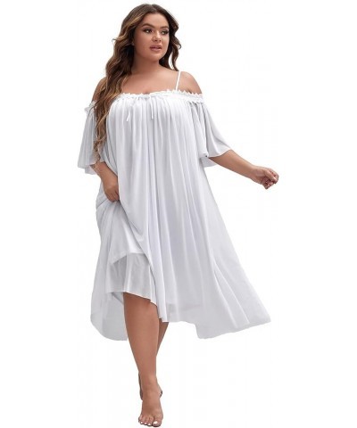 Women's Plus Victorian Nightgown Mesh Sleepwear Pajamas Lounge Nightdress White $10.19 Sleep & Lounge