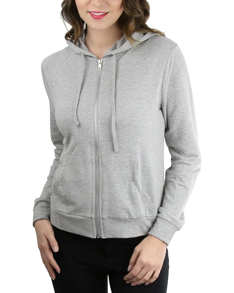 Women's Long Sleeve Full Zip-Up Kangaroo Pocket Hoodie Heather Grey $10.98 Hoodies & Sweatshirts