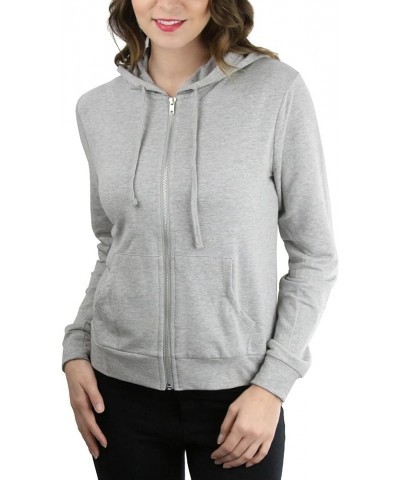 Women's Long Sleeve Full Zip-Up Kangaroo Pocket Hoodie Heather Grey $10.98 Hoodies & Sweatshirts