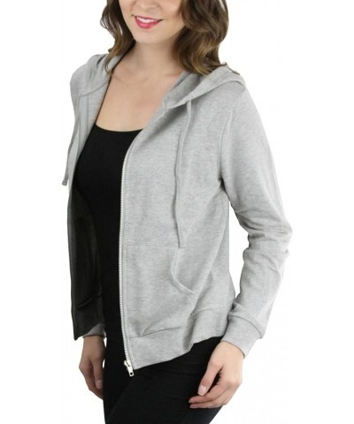 Women's Long Sleeve Full Zip-Up Kangaroo Pocket Hoodie Heather Grey $10.98 Hoodies & Sweatshirts