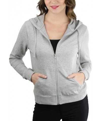 Women's Long Sleeve Full Zip-Up Kangaroo Pocket Hoodie Heather Grey $10.98 Hoodies & Sweatshirts