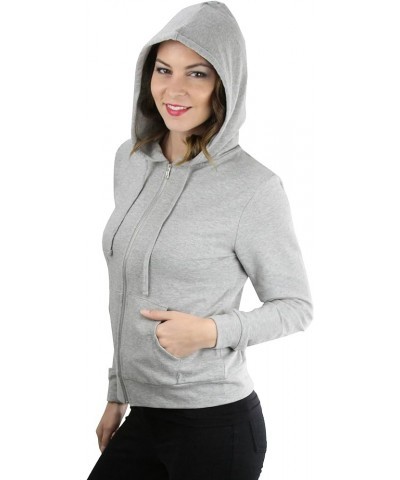 Women's Long Sleeve Full Zip-Up Kangaroo Pocket Hoodie Heather Grey $10.98 Hoodies & Sweatshirts