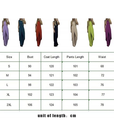 7 Colors Jersey Mature Women Suit,Vivianhan Jersey Suit for Women,Summer Slit Sleeveless Loose Blouse and Wide Leg Pants Set ...