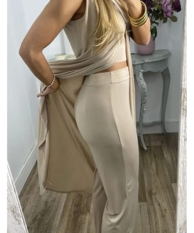 7 Colors Jersey Mature Women Suit,Vivianhan Jersey Suit for Women,Summer Slit Sleeveless Loose Blouse and Wide Leg Pants Set ...