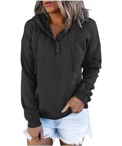 Hoodies for Women Oversized Sweatshirt Button Down Long Sleeve Shirts Drawstring Pullover Tops Fall Winter Clothes B-black $1...