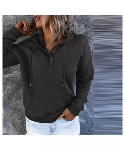 Hoodies for Women Oversized Sweatshirt Button Down Long Sleeve Shirts Drawstring Pullover Tops Fall Winter Clothes B-black $1...