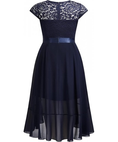 Women's Plus Size Ruffle Floral Lace Contrast Chiffon Formal Bridesmaid Party Cocktail Maxi Dress Navy Blue $36.20 Dresses