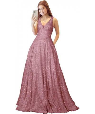 Women's Prom Dress Long 2024 Sexy V Meck Evening Dress A Line Military Ball Gown Party Dresses 1803-dusty Rose $47.50 Dresses