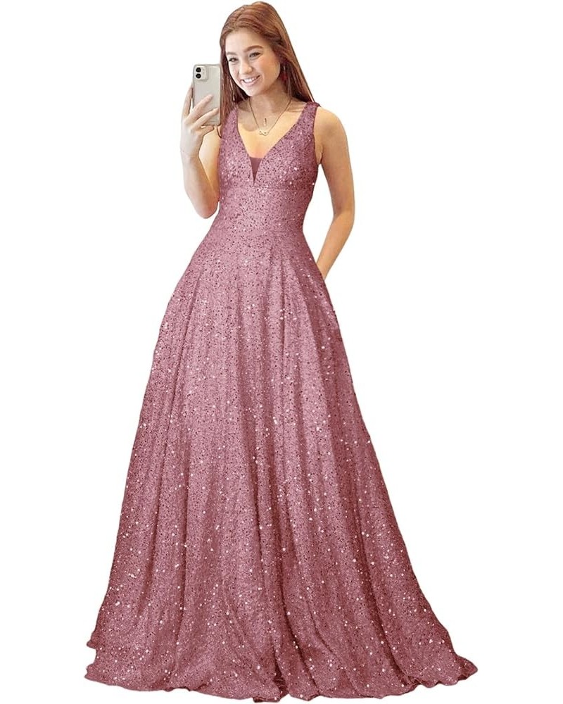 Women's Prom Dress Long 2024 Sexy V Meck Evening Dress A Line Military Ball Gown Party Dresses 1803-dusty Rose $47.50 Dresses